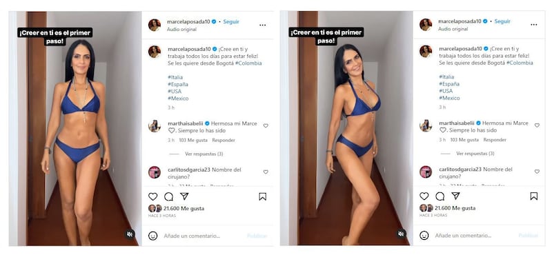 Marcela Posada está muy contenta con su nueva silueta y lo demostró con su último posado en bikini