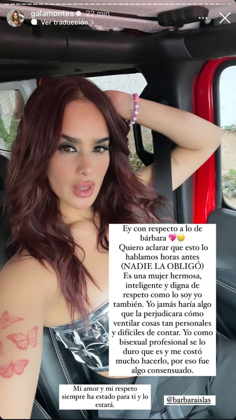 Historia en Instagram de Gala Montes