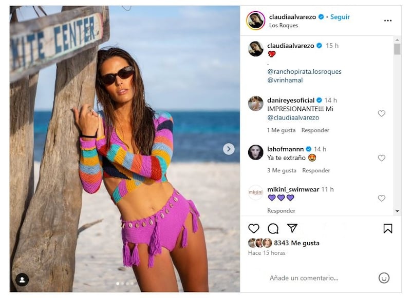 Claudia Álvarez causó furor al presumir su figura esbelta en un bikini crochet