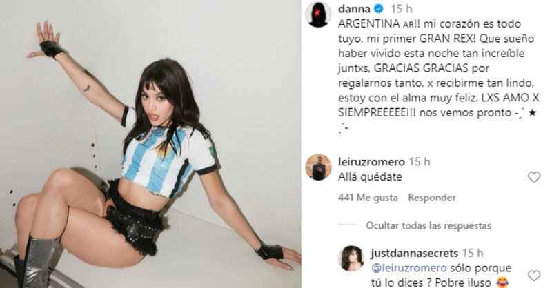 "Allá quédate": tunden a Danna tras portar jersey de Argentina y decir que su corazón es de ese país