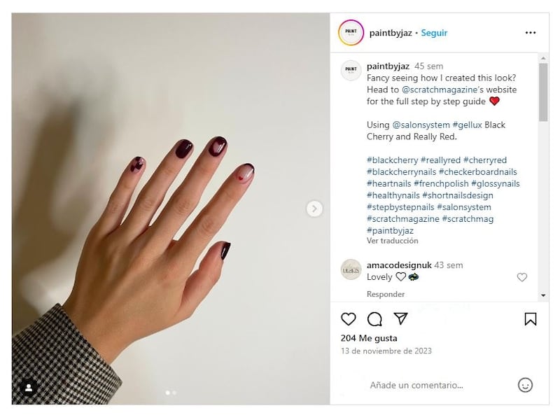 Las 'black cherry nails' son una manicura básica, pero no menos elegante del otoño