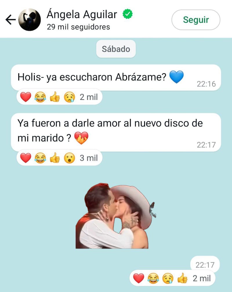 Ángela Aguilar abrió su canal de WhatsApp