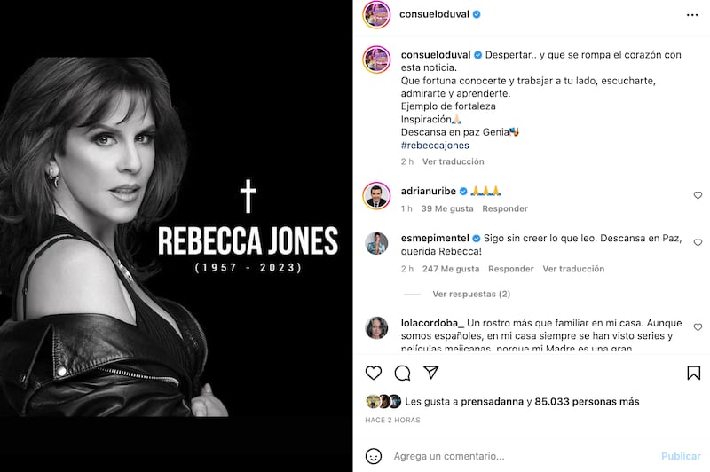 Consuelo Duval se despide de Rebecca Jones