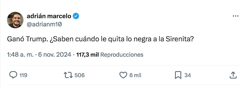 Adrián Marcelo reacciona al triunfo de Trump con polémica publicación