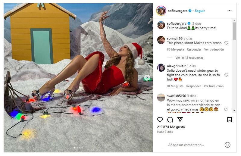 Sofía Vergara enamoró a sus seguidores con este look navideño rojo