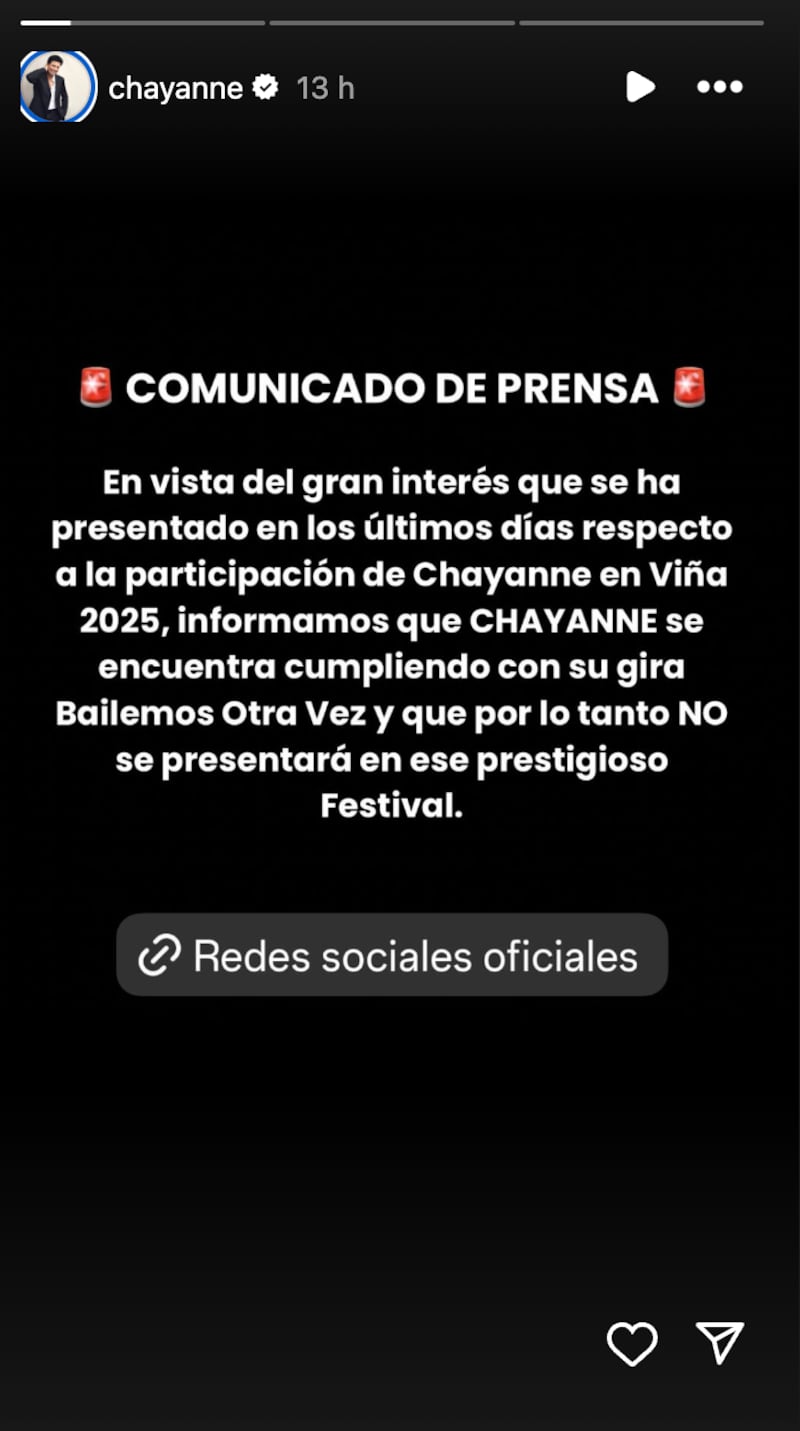 Historia de Chayanne | Captura: Instagram