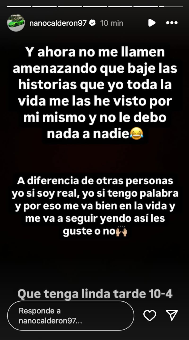 Historia de Nano Calderón | Fuente: Instagram @nanocalderon97