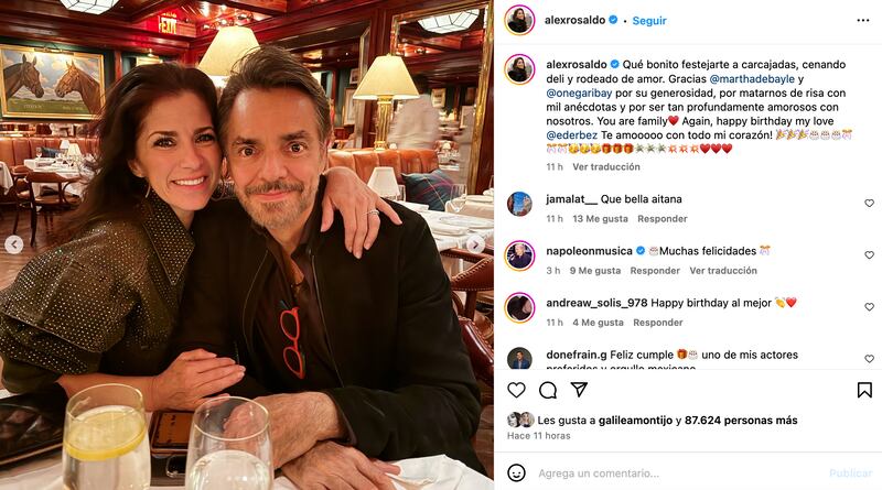 Alessandra Rosaldo y Eugenio derbez en su cumpleaños