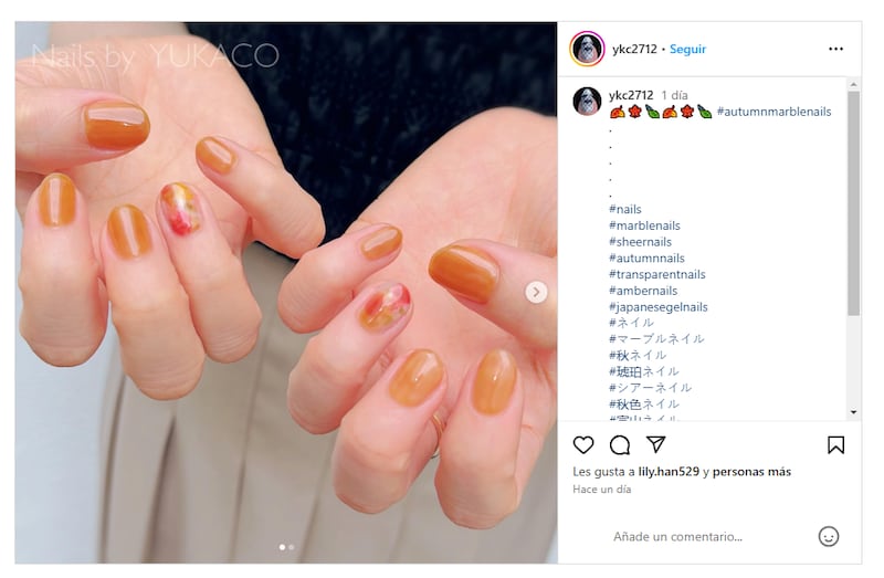 Las 'amber nails' son una de las últimas tendencias en cuanto a manicura para el otoño