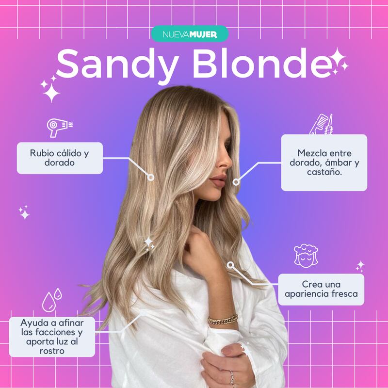 Color de cabello en tendencia 'sandy blonde'.