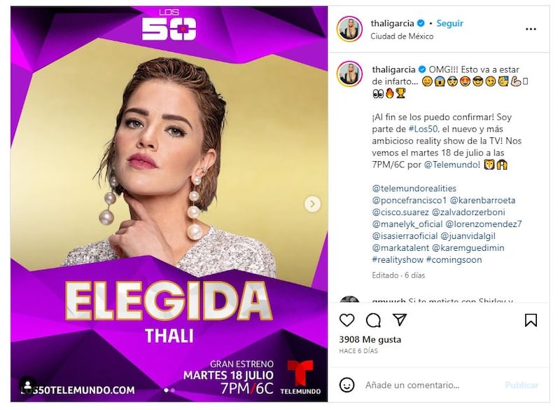 Thalí García es una de las participantes confirmadas de 'Los 50'