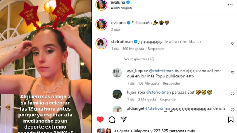 Evaluna Montaner compartió un divertido video para "Noche vieja" y la reacción de Stefi Roitman dio de qué hablar en la caja de comentarios de Instagram.