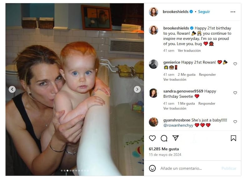 Brooke Shields debutó en la maternidad con el nacimiento de su hija mayor, Rowan