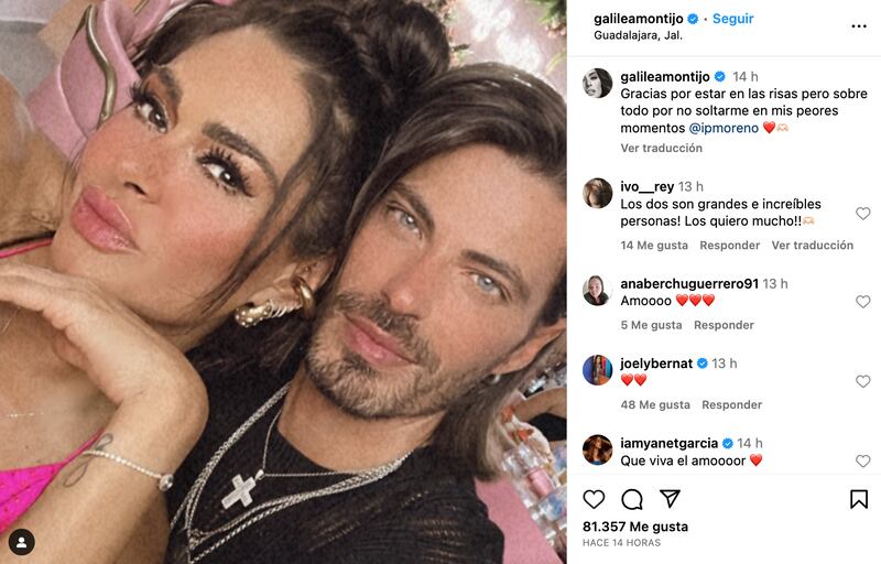 Galilea Montijo dedicó un amoroso mensaje al modelo de 41 años, Isaac Moreno.