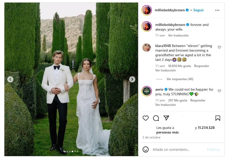 Millie Bobby Brown y Jake Bongiovi se mostraron muy enamorados en su boda