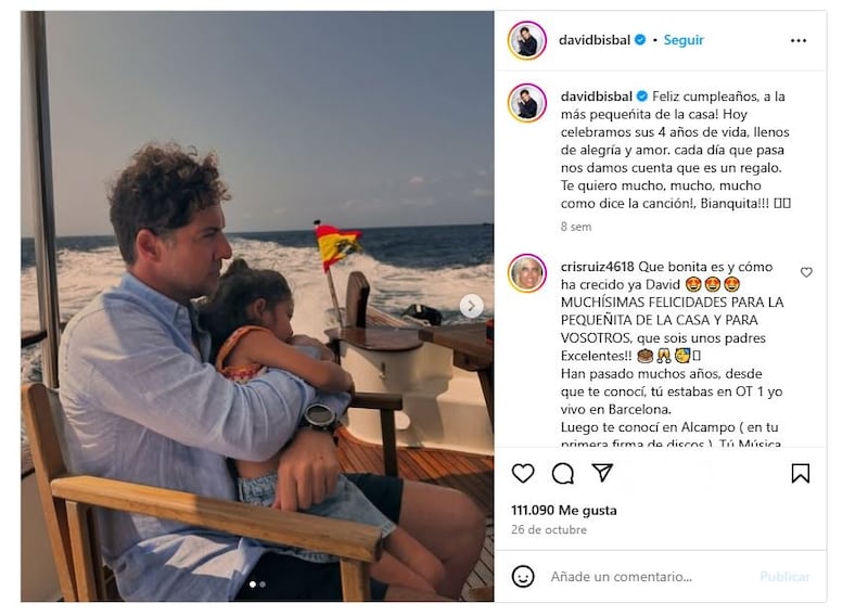 David Bisbal junto a su hija menor, Bianca