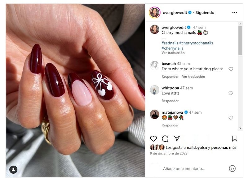 La manicura 'dark coquette' es perfecta para llevar durante el penúltimo mes del año