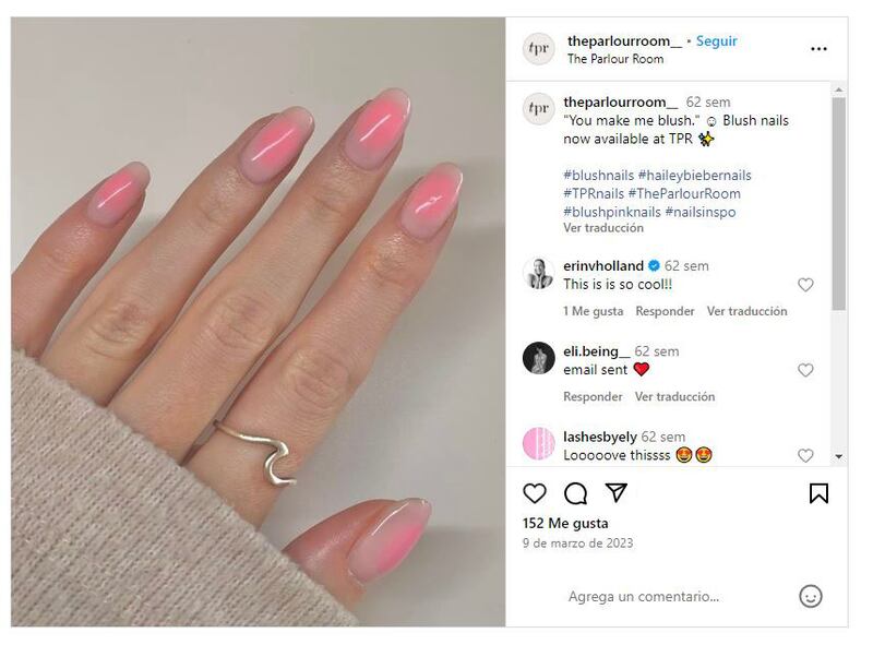 Las 'blush nails' son una de las tendencias en manicura más populares en la actualidad