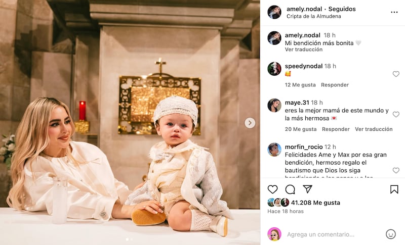 Amely Nodal celebró el bautizo de su hijo Amel