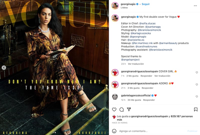 Georgina Rodríguez presumió su portada doble en Vogue Portugal