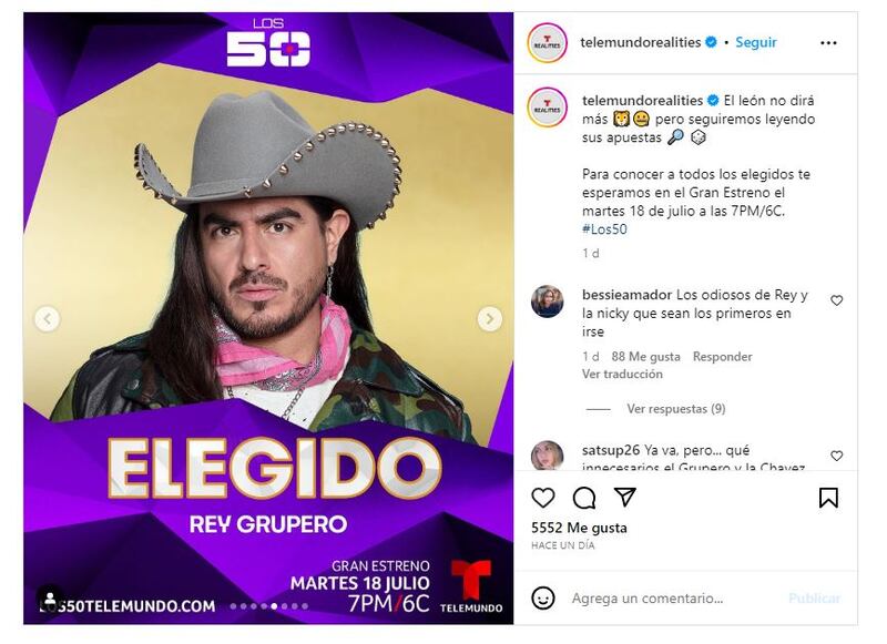 Rey Grupero es uno de los participantes confirmados de 'Los 50'