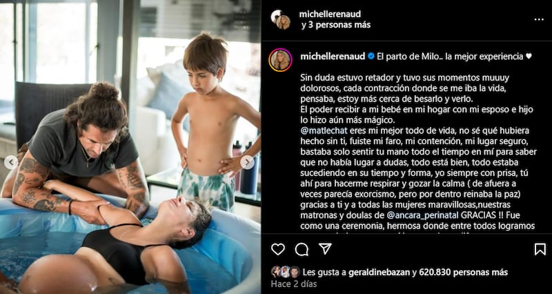 Michelle Renaud tuvo su parto en casa |