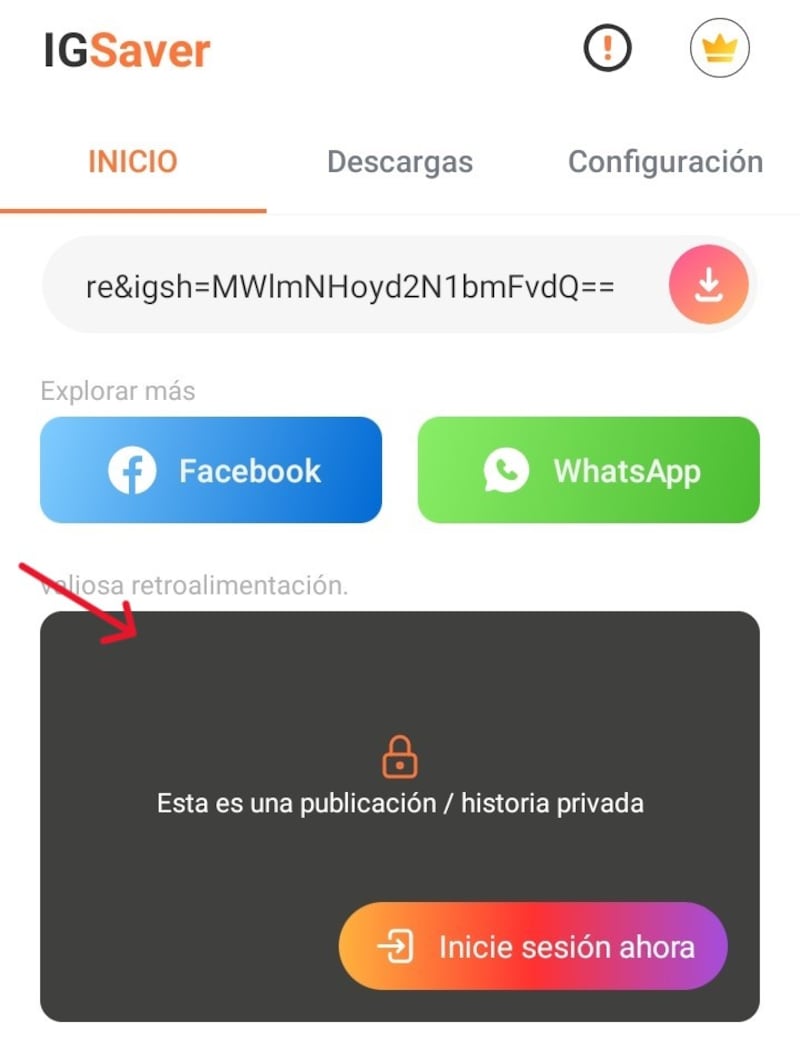 Captura de la app Story Downloader & IGSaver