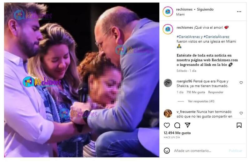 Daniel Arenas y Daniella Álvarez fueron captados en una iglesia cristiana en Miami