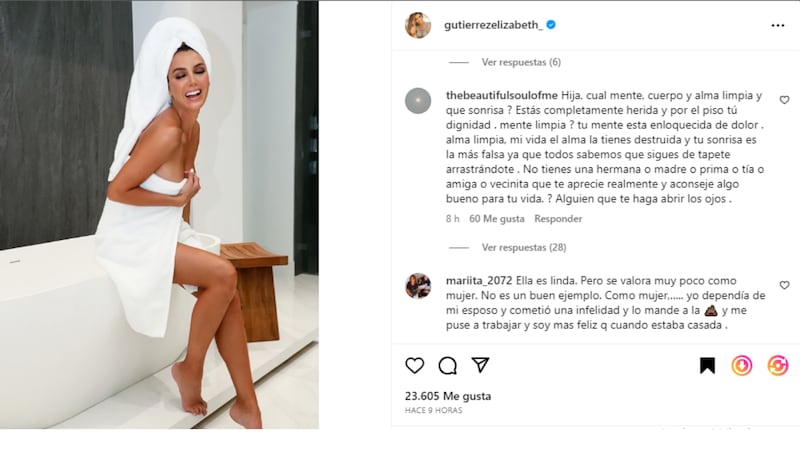 Elizabeth Gutiérrez habla de amor propio, y la cuestionan: “De qué sirve si no tienes dignidad”