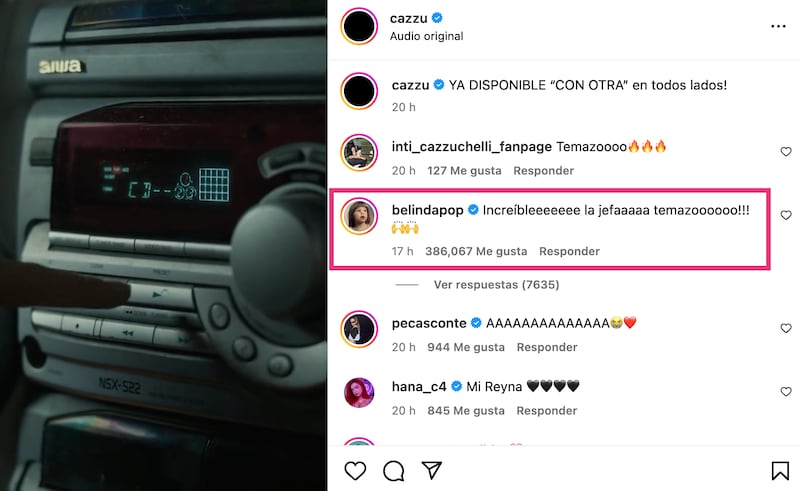 Belinda muestra su apoyo a Cazzu