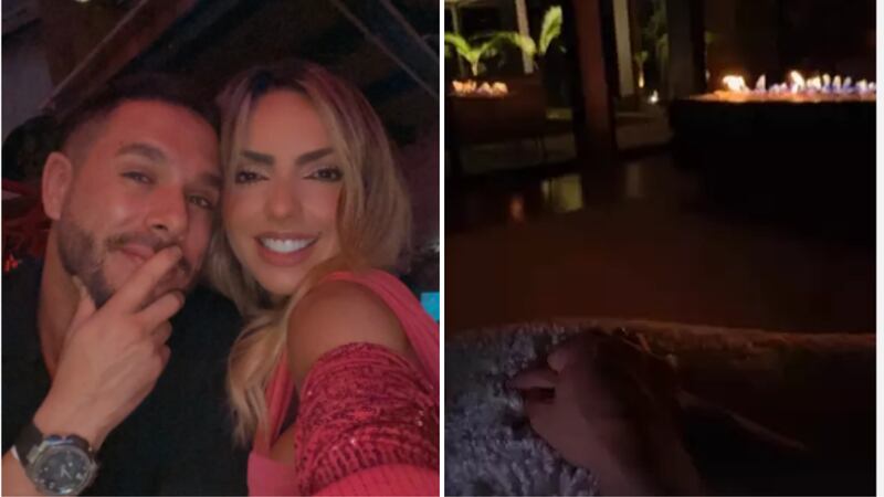 Sebastián Caicedo y su novia en romántica noche