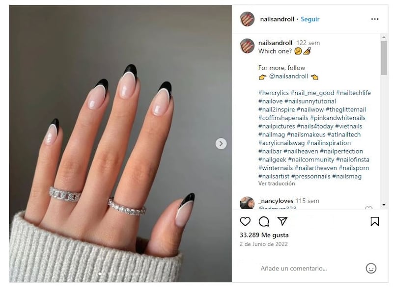 Las uñas francesas negras son perfectas para las mujeres elegantes y audaces