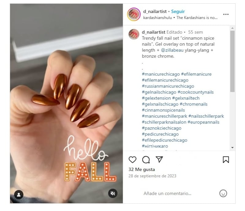 La manicura 'cinnamon spice' es una de las más pedidas por las mujeres elegantes en el otoño