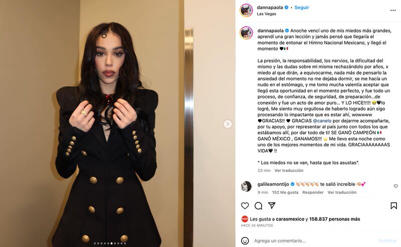 Danna Paola canta el Himno Nacional en la pelea de Saúl 'El Canelo' Álvarez