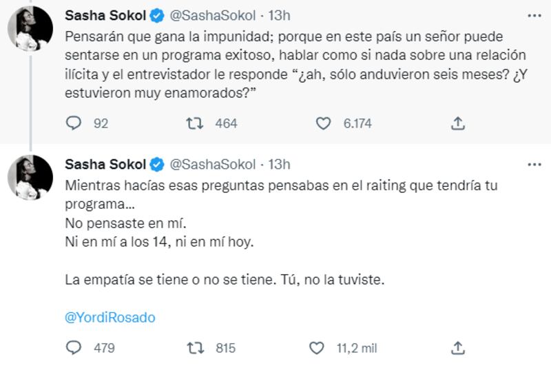 Sasha Sokol alzó la voz por ella y todas las víctimas de violencia cuyos casos son minimizados