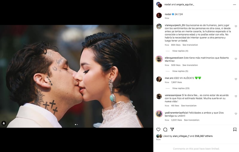 Imagen de la boda de Christian Nodal y Ángela Aguilar