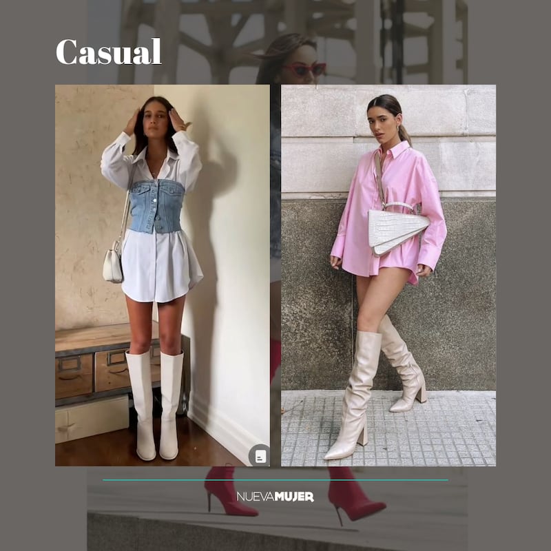 Los vestidos camiseros con botas serán tendencia este 2025.