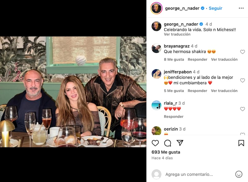 Shakira celebra cumpleaños de su entrañable amigo George Nader