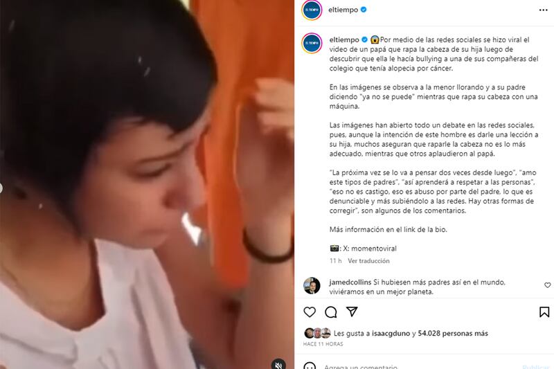 Padre que rapó la cabeza de su hija por burlarse de una niña con cáncer genera terror.