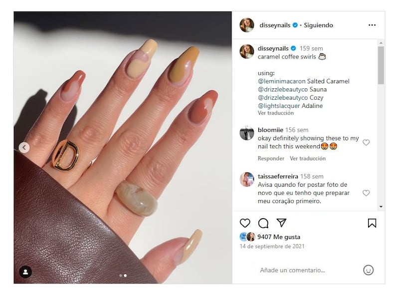 Las uñas caramelo son ideales para lucir en otoño-invierno