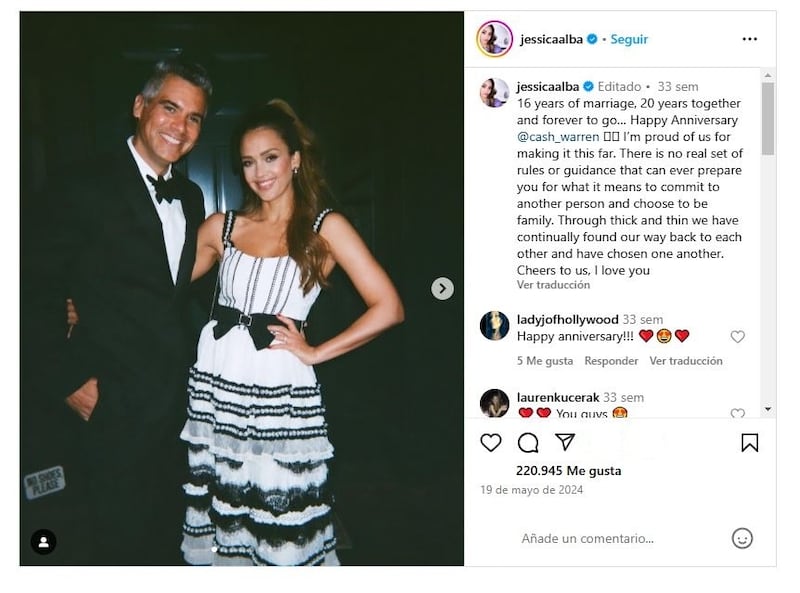 Jessica Alba se casó con Cash Warren en el año 2008