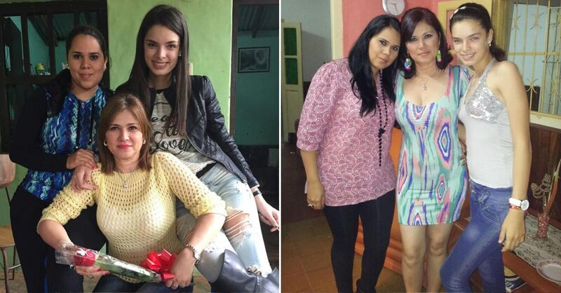 Nadia Ferreira junto a su madre y su hermana, Ludy y Eli Ferreira