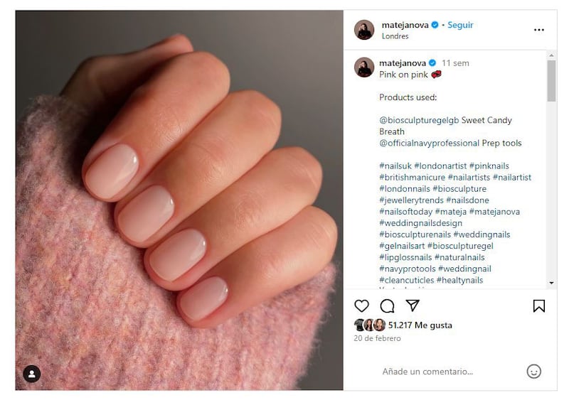 La manicura 'lip gloss' es una de las grandes tendencias de 2024