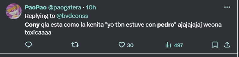 Reacción comentario de Cony Capelli sobre Pedro Astorga |  Twitter