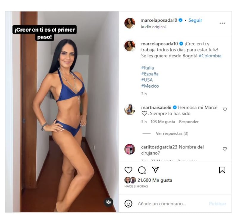 Marcela Posada está muy contenta con su nueva silueta y lo demostró con su último posado en bikini