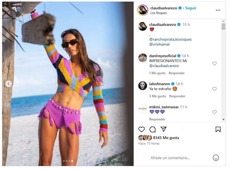 Claudia Álvarez causó furor al presumir su figura esbelta en un bikini crochet