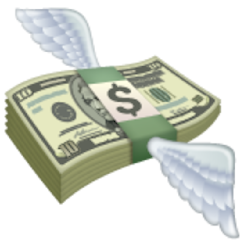 Emoji de dinero con alas