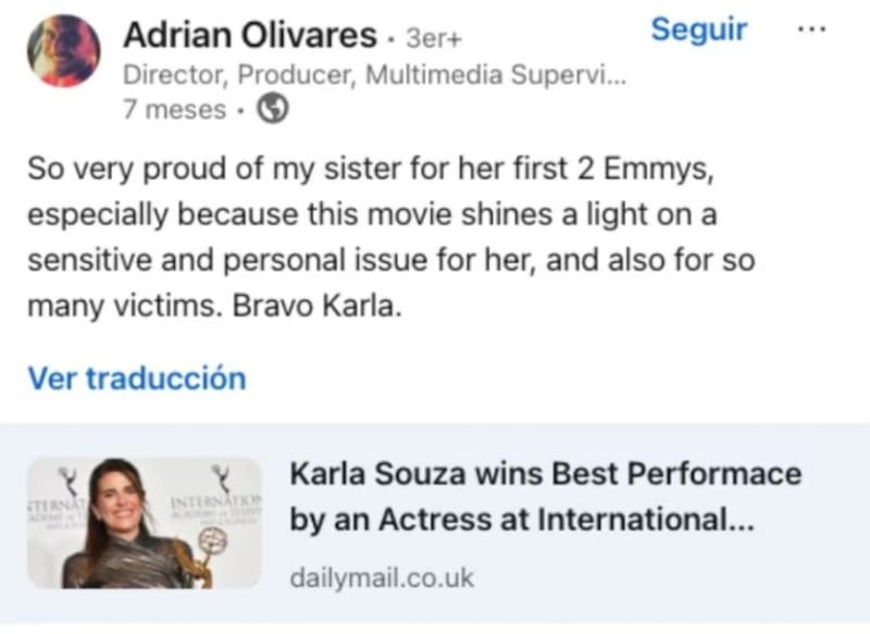 Último mensaje de Adrián Olivares a su hermana Karla Olivares