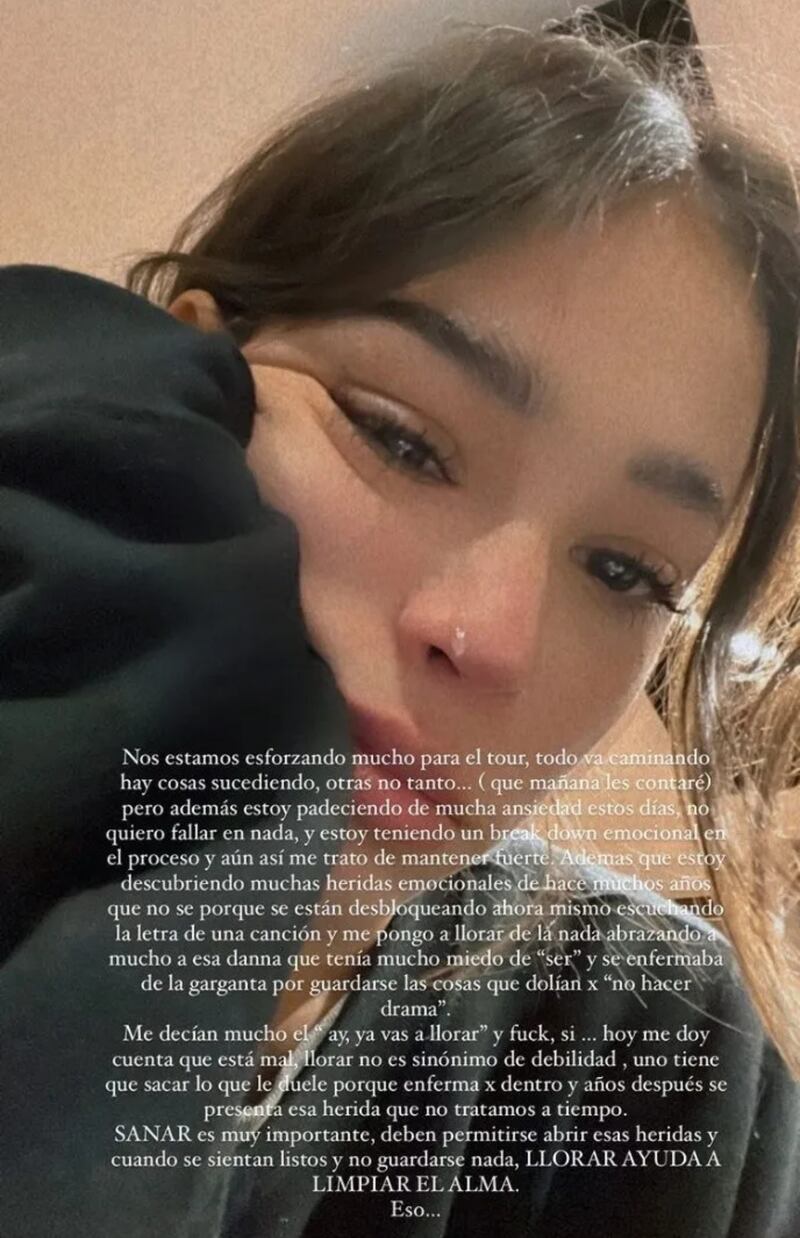 Danna Paola se sinceró con los fans sobre una crisis de ansiedad por la que está atravesando