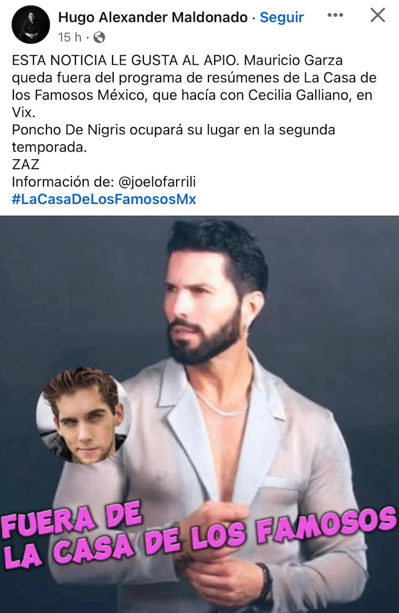 ¿A quién suplirá Poncho De Nigris en La Casa de los Famosos?